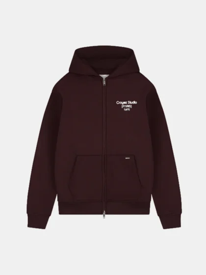 Croyez studio damaged zip hoodie raisin red