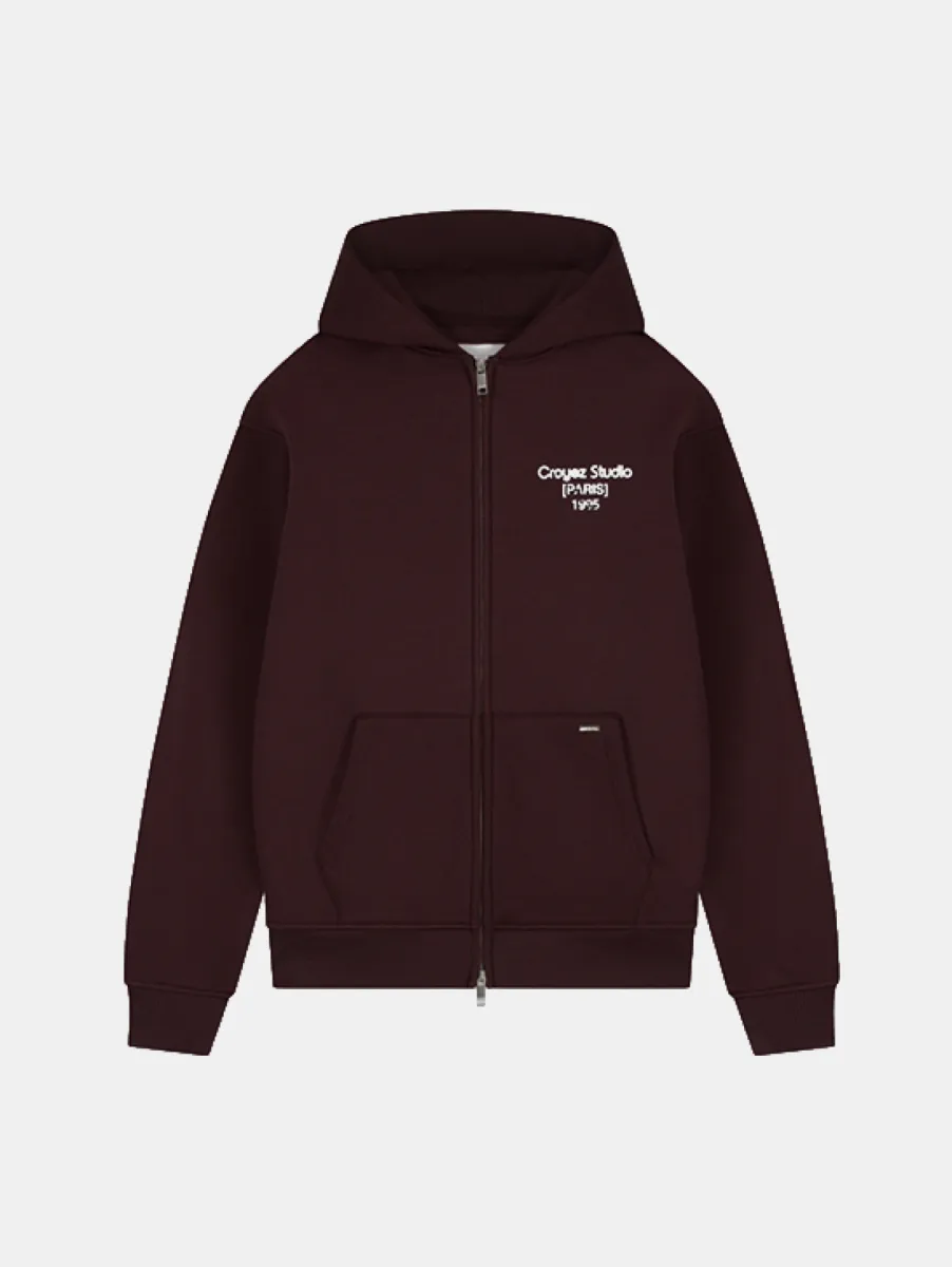 Croyez Studio Damaged Zip Hoodie 2 Croyez studio damaged zip hoodie raisin red