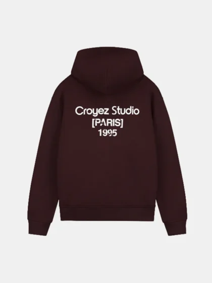 Croyez studio damaged zip hoodie raisin red
