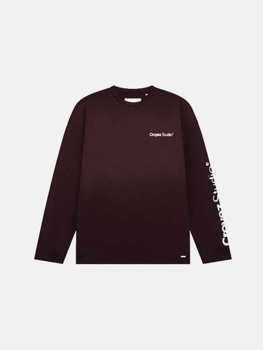 Croyez Studio Faded Longsleeve 1 Croyez studio faded longsleeve t-shi raisin red