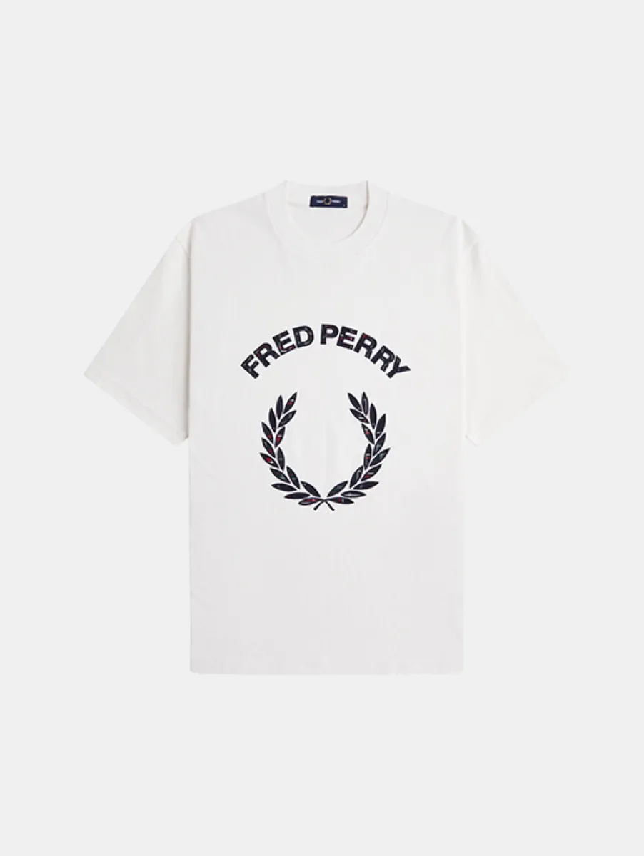 Fred Perry Tartan Applique Sweatshirt 1 Fred Perry m3417 129 snow white