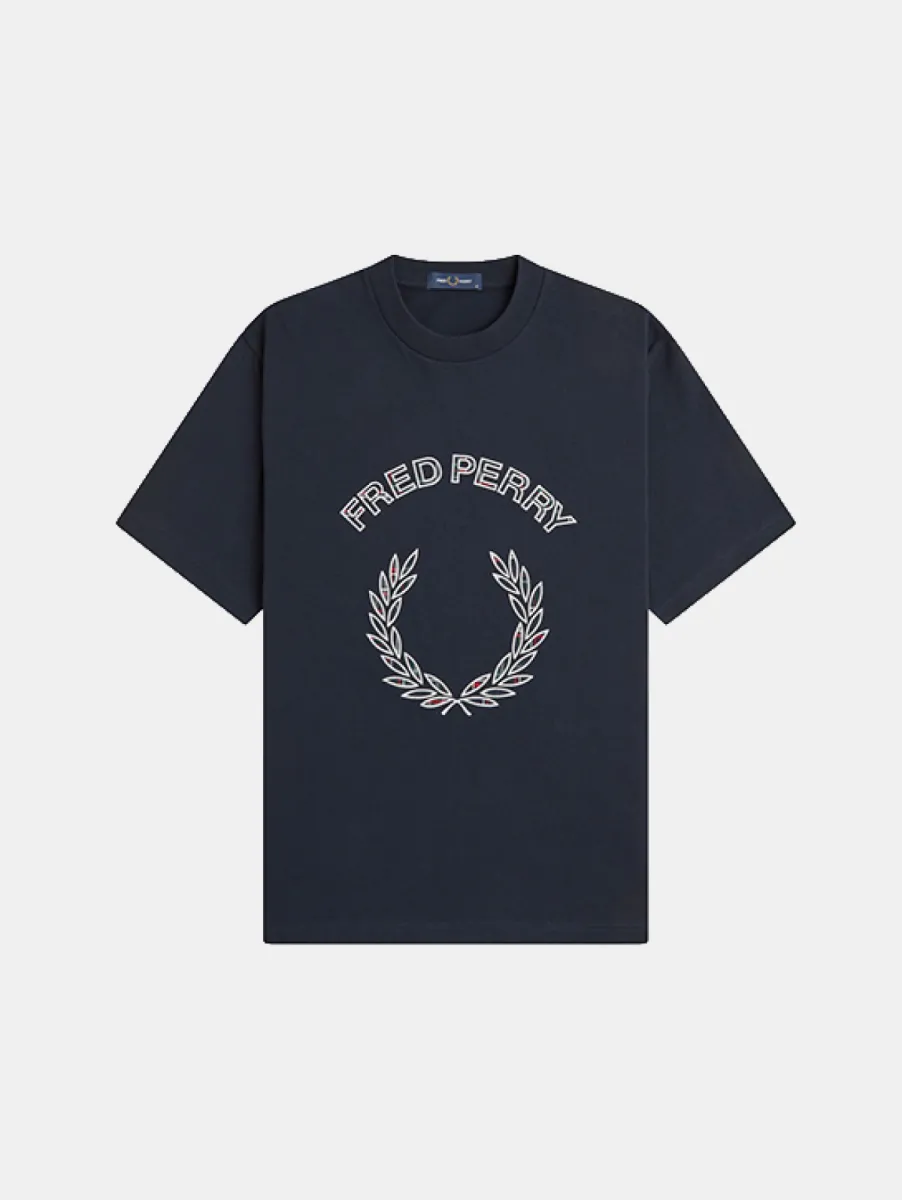 Fred Perry Tartan Applique Sweatshirt 1 Fred Perry m3417 608 navy