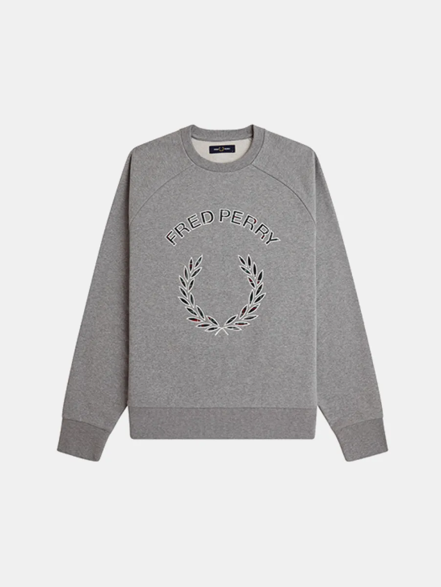 Fred Perry Tartan Applique Sweatshirt 1 Fred Perry m3652 420 steel marl