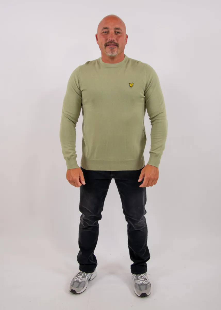 Lyle & Scott Cotton Merino Crew Neck Jumper 5 Lyle & Scott kn2110vc y299 smoke olive