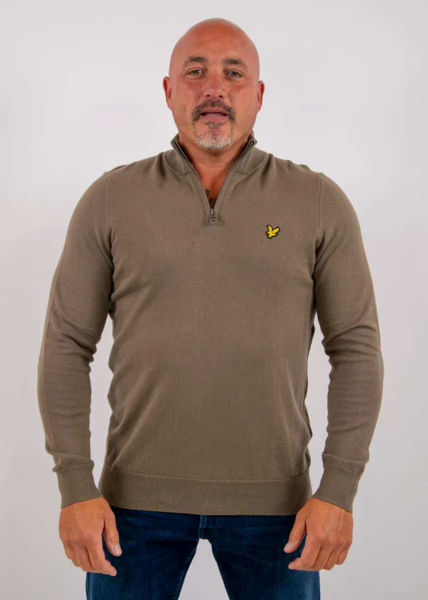 Lyle & Scott Cotton Merino Quarter Zip Jumper 2 Lyle & Scott kn2112vc x569 khaki ash