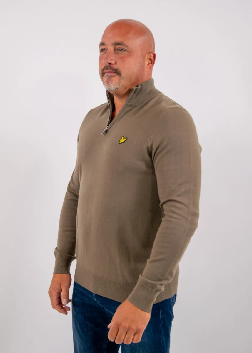 Lyle & Scott Cotton Merino Quarter Zip Jumper 3 Lyle & Scott kn2112vc x569 khaki ash