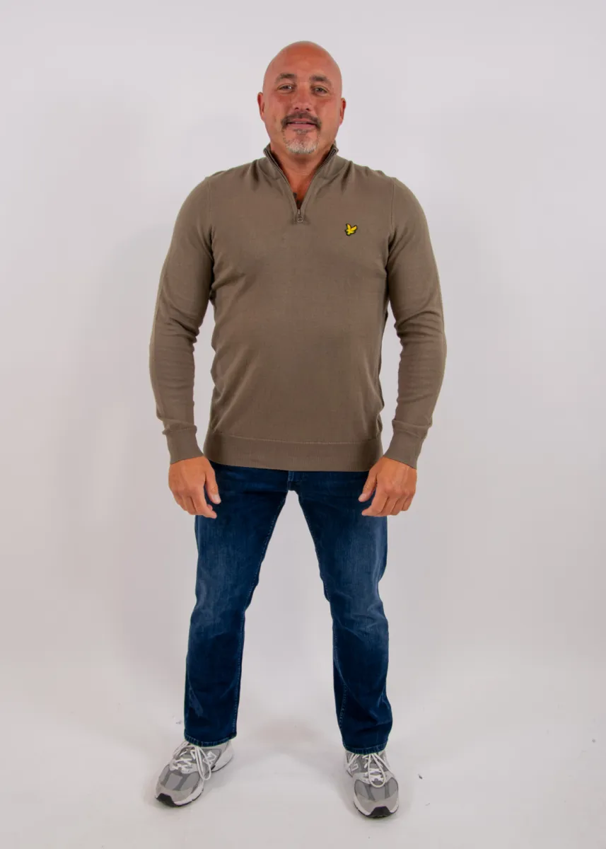 Lyle & Scott Cotton Merino Quarter Zip Jumper 5 Lyle & Scott kn2112vc x569 khaki ash