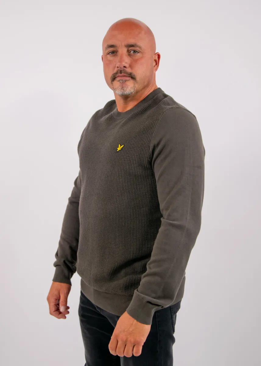 Lyle & Scott Waffle Front Crew Neck Jumper 3 Lyle & Scott kn2569v y321 shadow slate