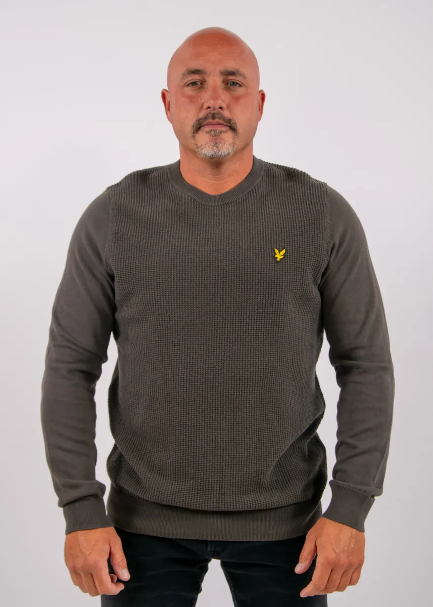Lyle & Scott Waffle Front Crew Neck Jumper 2 Lyle & Scott kn2569v y321 shadow slate