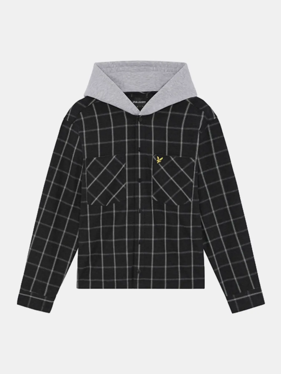 Lyle & Scott Broad Windowpane Check Hooded Overshirt 1 Lyle & Scott lw2518v z865 jet black
