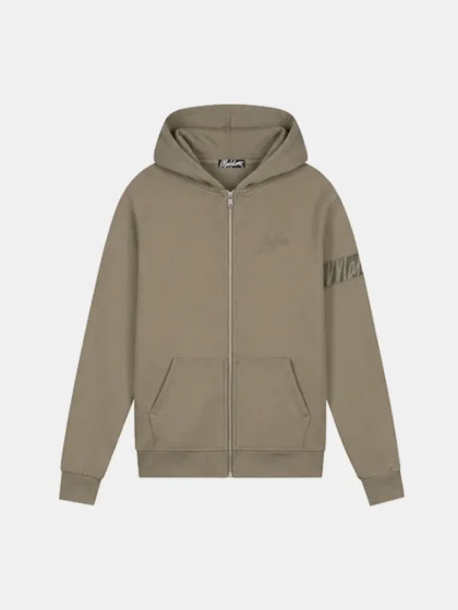 Malelions captain zip hoodie stone grey
