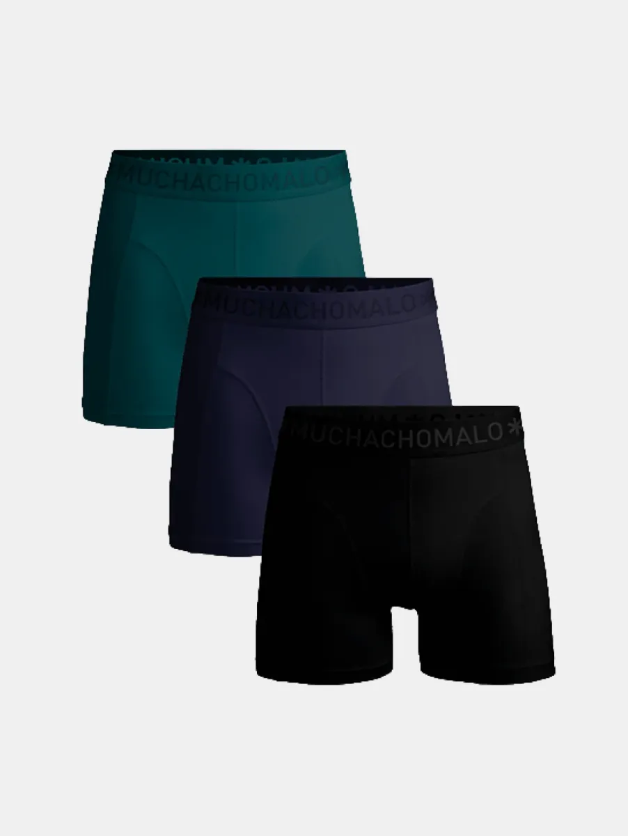 MUCHACHOMALO 3-Pack Boxer Solid 1 MUCHACHOMALO solid1010-777 black/blue/green