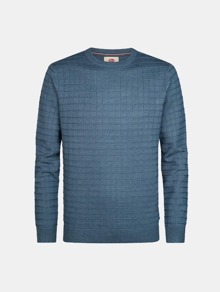 Petrol Industries Knitwear Round Neck Basic 1 Petrol Industries kwr269 5202 storm blue