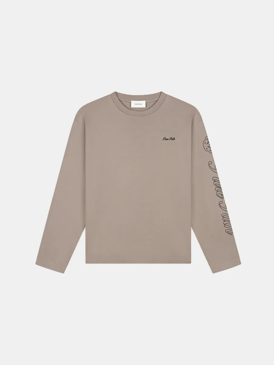Pure Path Essence of life longsleeve t-shirt - Taupe 2 Pure Path 26130103 53 taupe