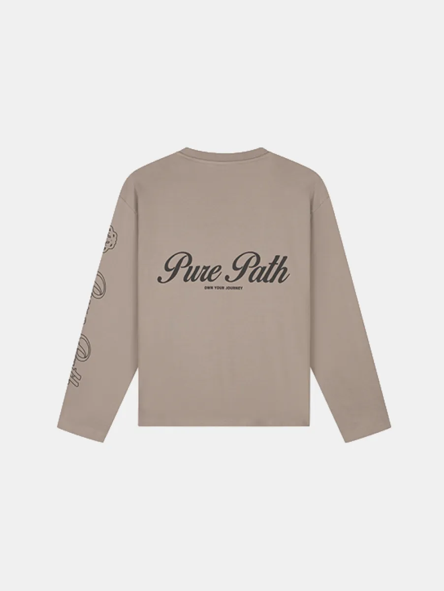 Pure Path Essence of life longsleeve t-shirt - Taupe 1 Pure Path 26130103 53 taupe
