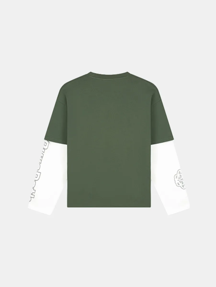 Pure Path Double layered monogram longsleeve t-shirt - Dark army 2 Pure Path 26130110 11 dark army