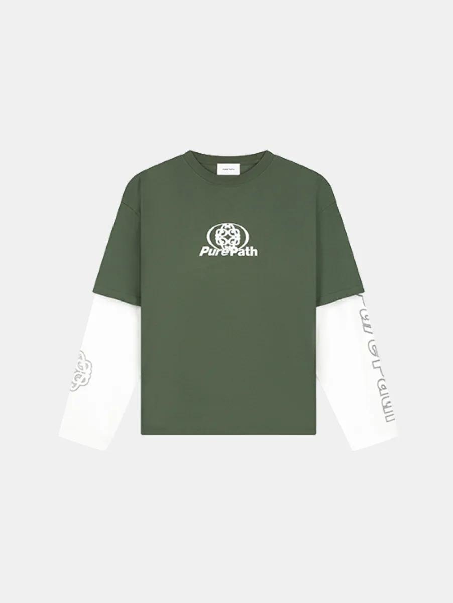 Pure Path Double layered monogram longsleeve t-shirt - Dark army 1 Pure Path 26130110 11 dark army
