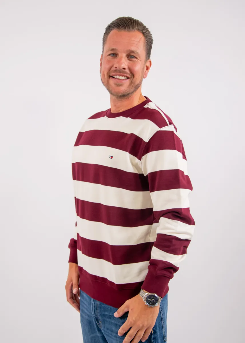 Tommy Hilfiger Essential Terry Crewneck 3 Tommy Hilfiger mw0mw37237 0ev burgundy/ivory petal