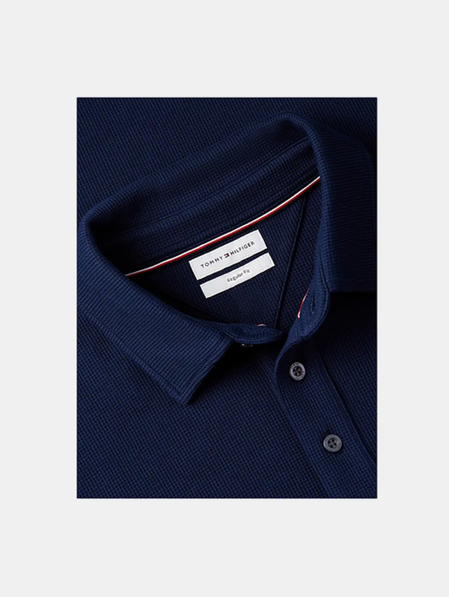 Tommy Hilfiger LS Waffle Reg Polo 2 Tommy Hilfiger mw0mw44651 dcc carbon navy