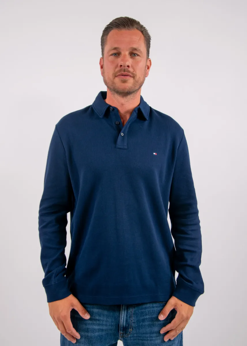 Tommy Hilfiger LS Waffle Reg Polo 3 Tommy Hilfiger mw0mw44651 dcc carbon navy