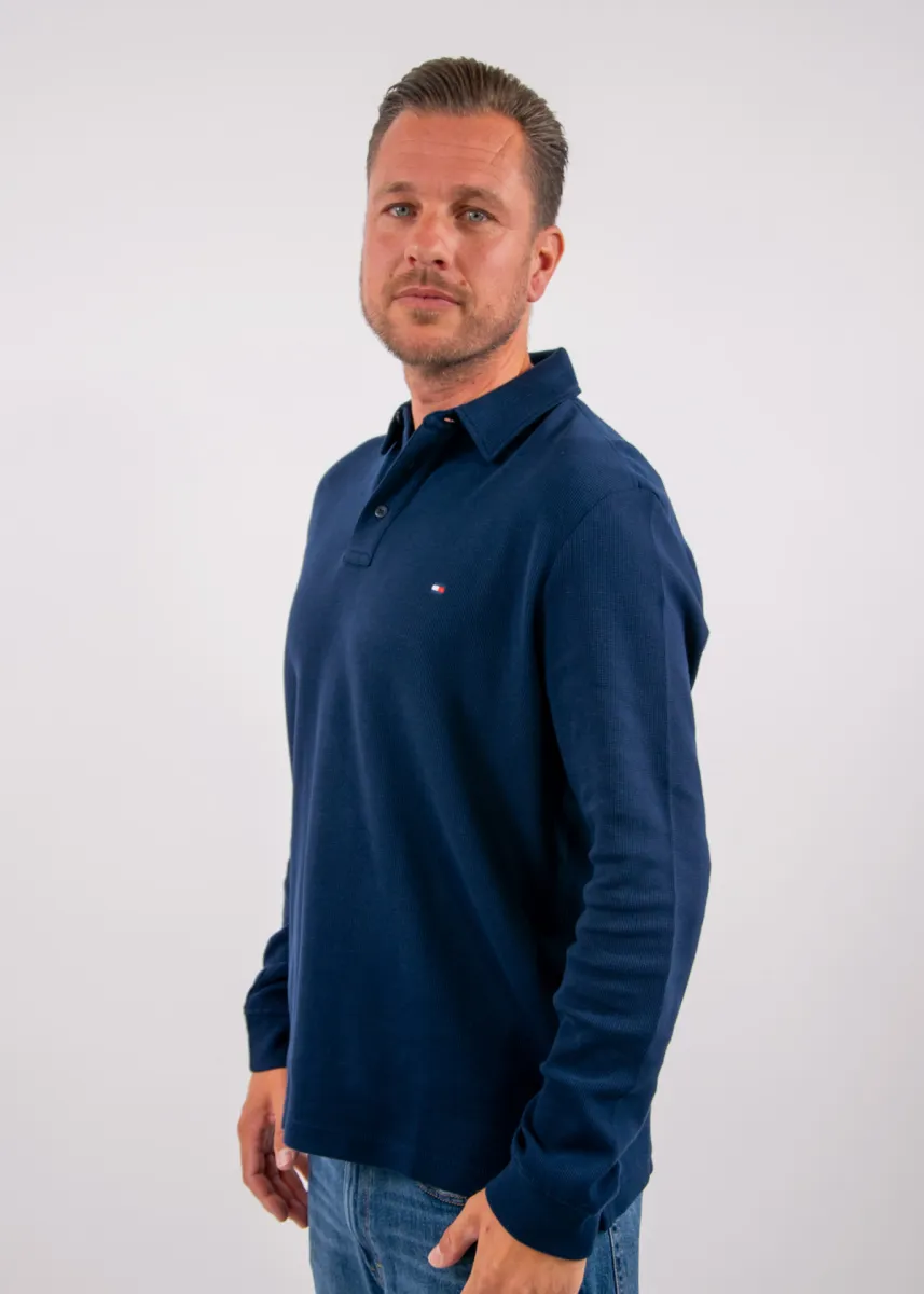 Tommy Hilfiger LS Waffle Reg Polo 4 Tommy Hilfiger mw0mw44651 dcc carbon navy