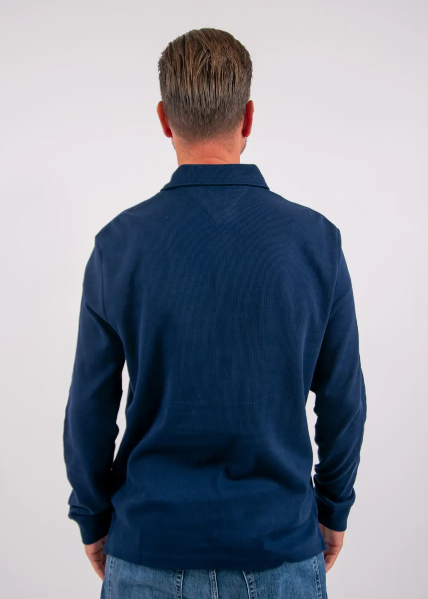 Tommy Hilfiger LS Waffle Reg Polo 5 Tommy Hilfiger mw0mw44651 dcc carbon navy