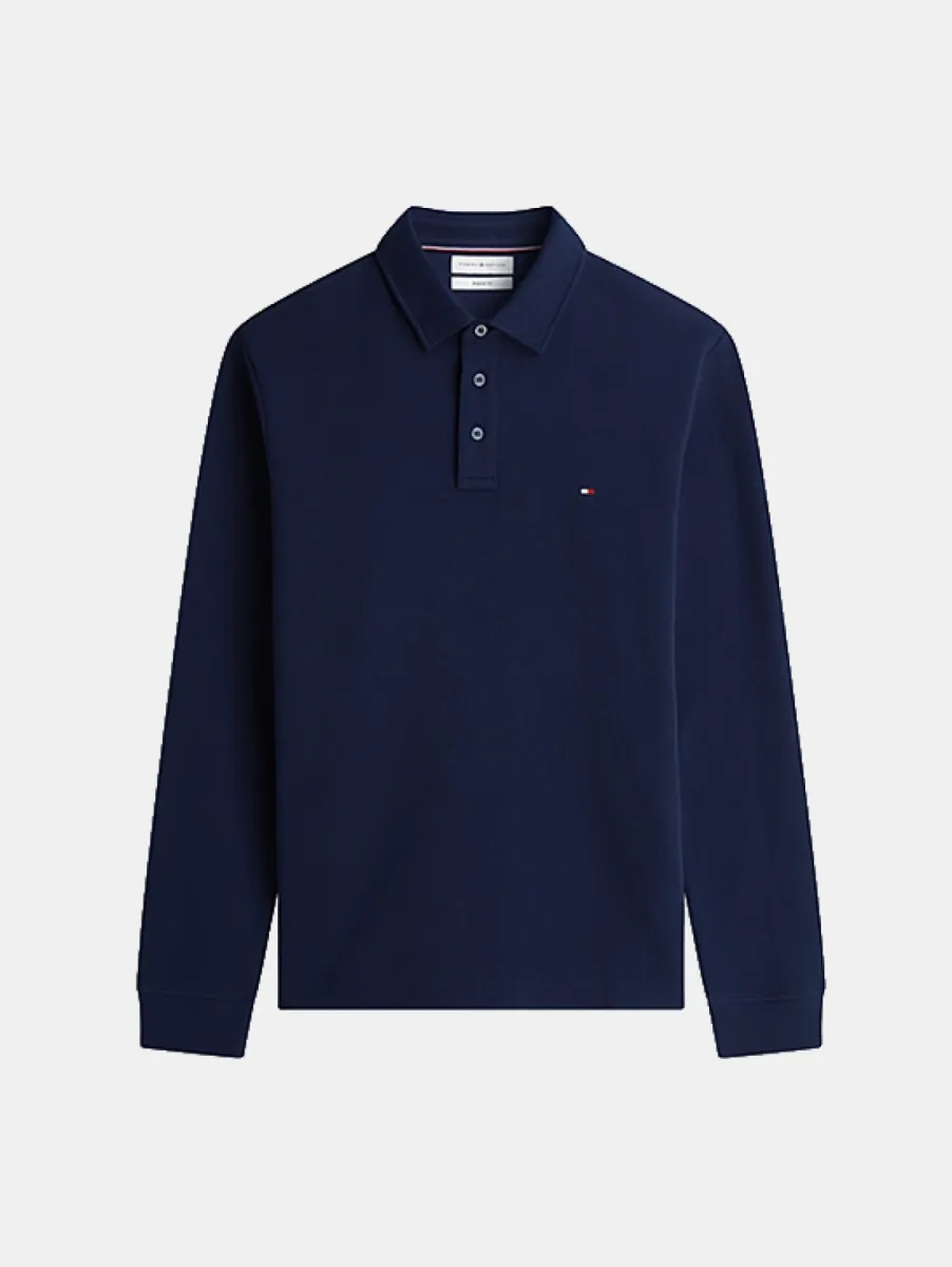 Tommy Hilfiger LS Waffle Reg Polo 1 Tommy Hilfiger mw0mw44651 dcc carbon navy