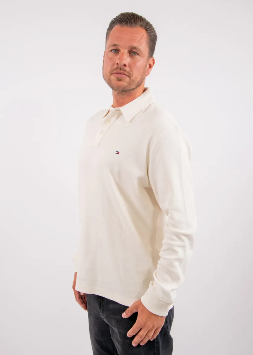 Tommy Hilfiger LS Waffle Reg Polo 2 Tommy Hilfiger mw0mw44651 z00 ivory petal