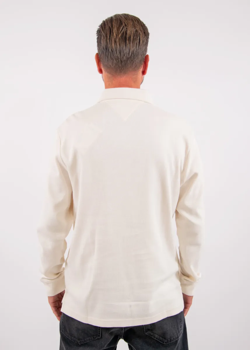 Tommy Hilfiger LS Waffle Reg Polo 3 Tommy Hilfiger mw0mw44651 z00 ivory petal