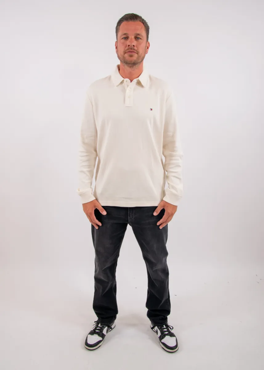 Tommy Hilfiger LS Waffle Reg Polo 4 Tommy Hilfiger mw0mw44651 z00 ivory petal