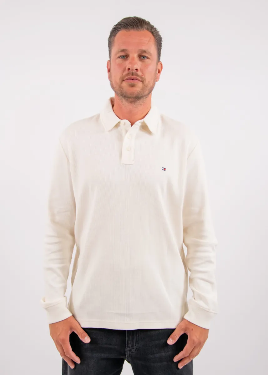 Tommy Hilfiger LS Waffle Reg Polo 1 Tommy Hilfiger mw0mw44651 z00 ivory petal