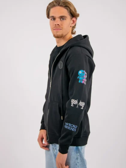 Wrong Friends gunnar zipped hoodie black