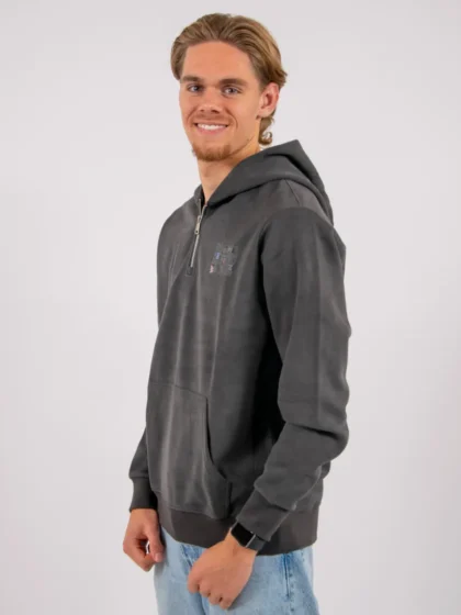 Wrong Friends nelson half zip hoodie stone grey