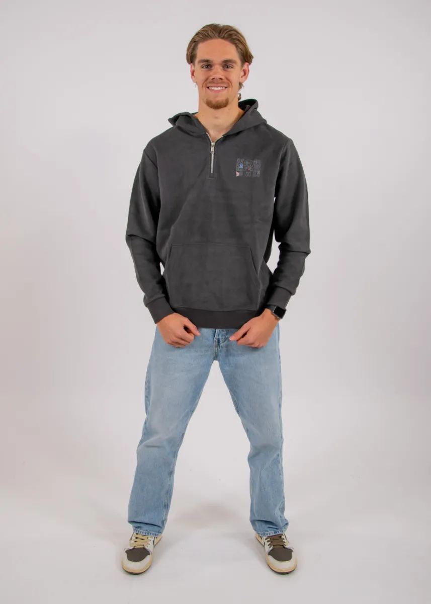 Wrong Friends Nelson Half Zip Hoodie 6 Wrong Friends nelson half zip hoodie stone grey