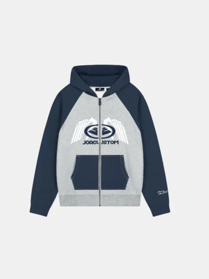 Jorcustom engineered fleece midnight blue - grey melange