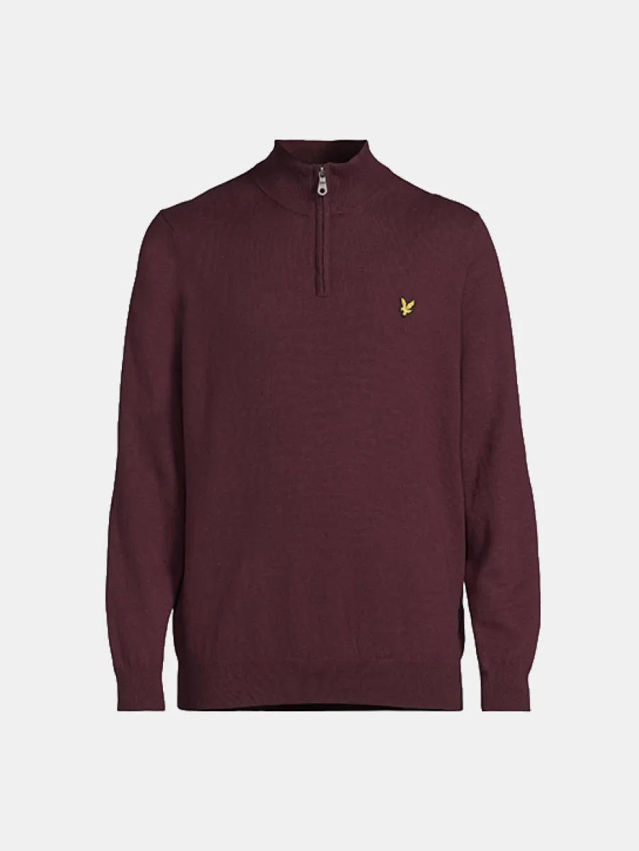 Lyle & Scott Cotton Merino Quarter Zip Jumper 1 Lyle & Scott kn2112vc z562 burgundy
