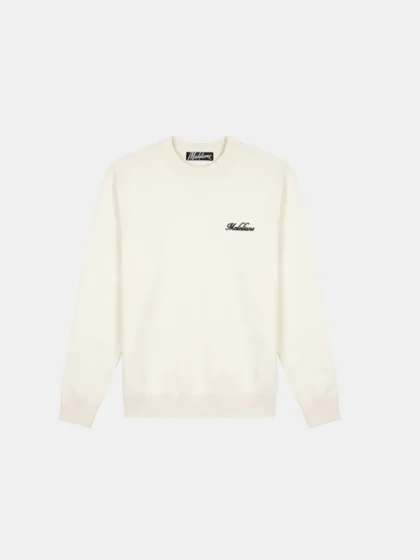 Malelions knitted script sweater off-white