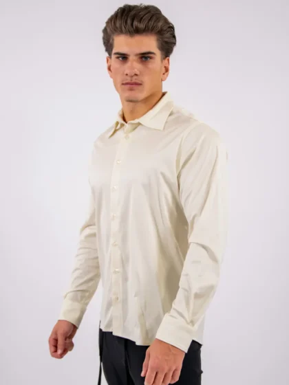 Malelions mercerized classic shirt ivory