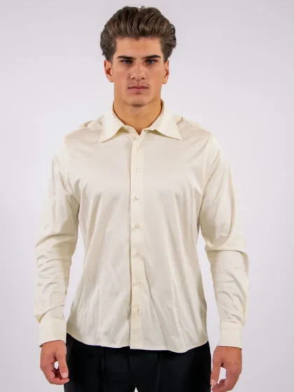 Malelions mercerized classic shirt ivory