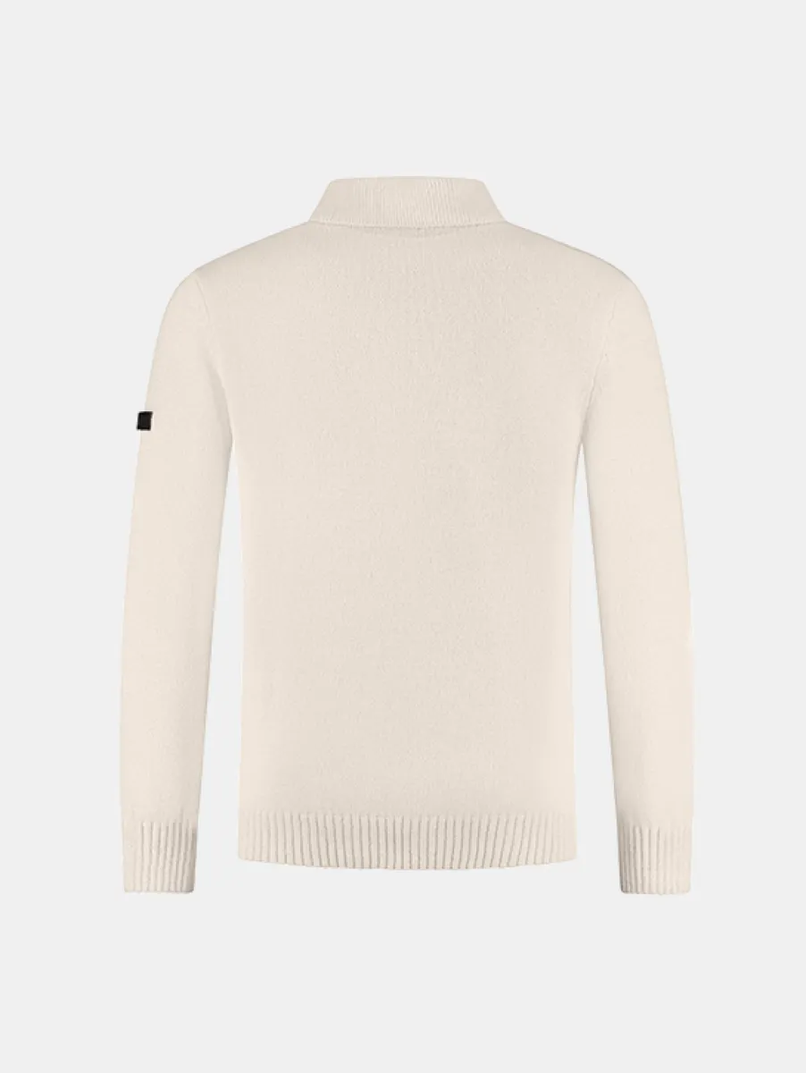 Malelions Premium Knitted Boucle Longsleeve Polo 2 Malelions premium knitted boucle long off-white