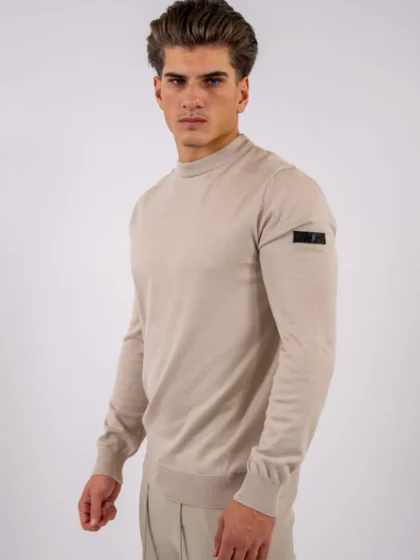 Malelions premium knitted crewneck almond