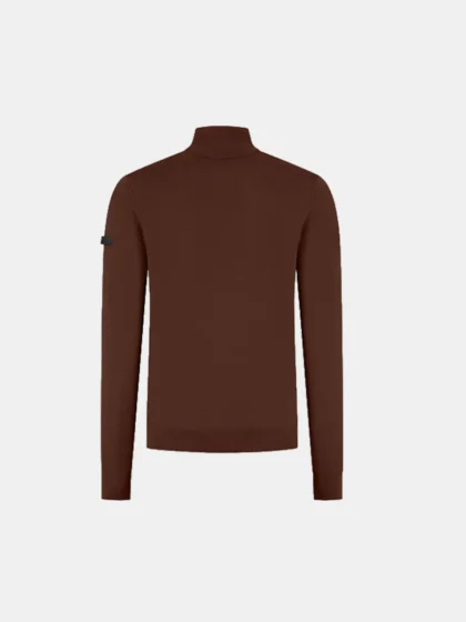 Malelions premium knitted quarter zip brown