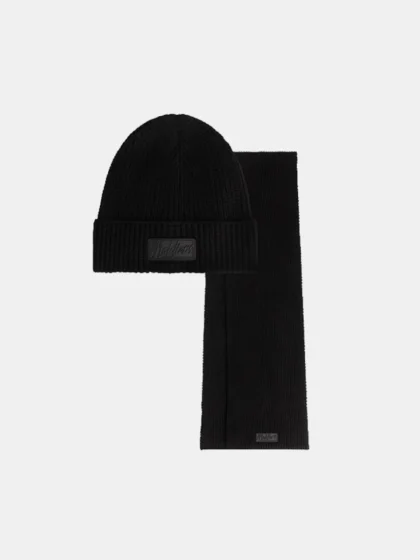 Malelions ribbed beanie scarf set 900 black