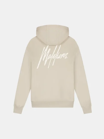 Malelions striped signature hoodie almond