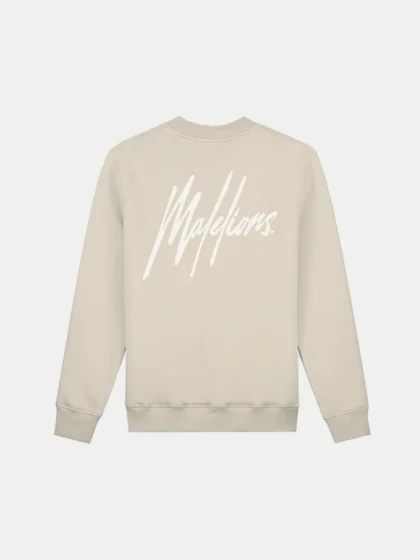 Malelions striped signature sweater almond