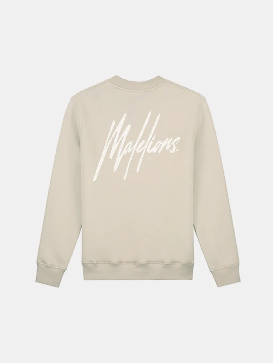 Malelions Striped Signature Sweater 2 Malelions striped signature sweater almond