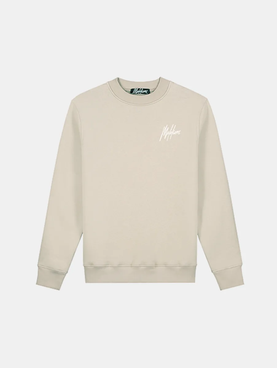 Malelions Striped Signature Sweater 1 Malelions striped signature sweater almond
