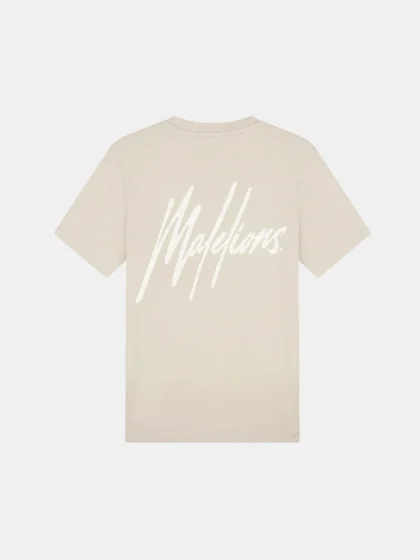 Malelions striped signature t-shirt almond
