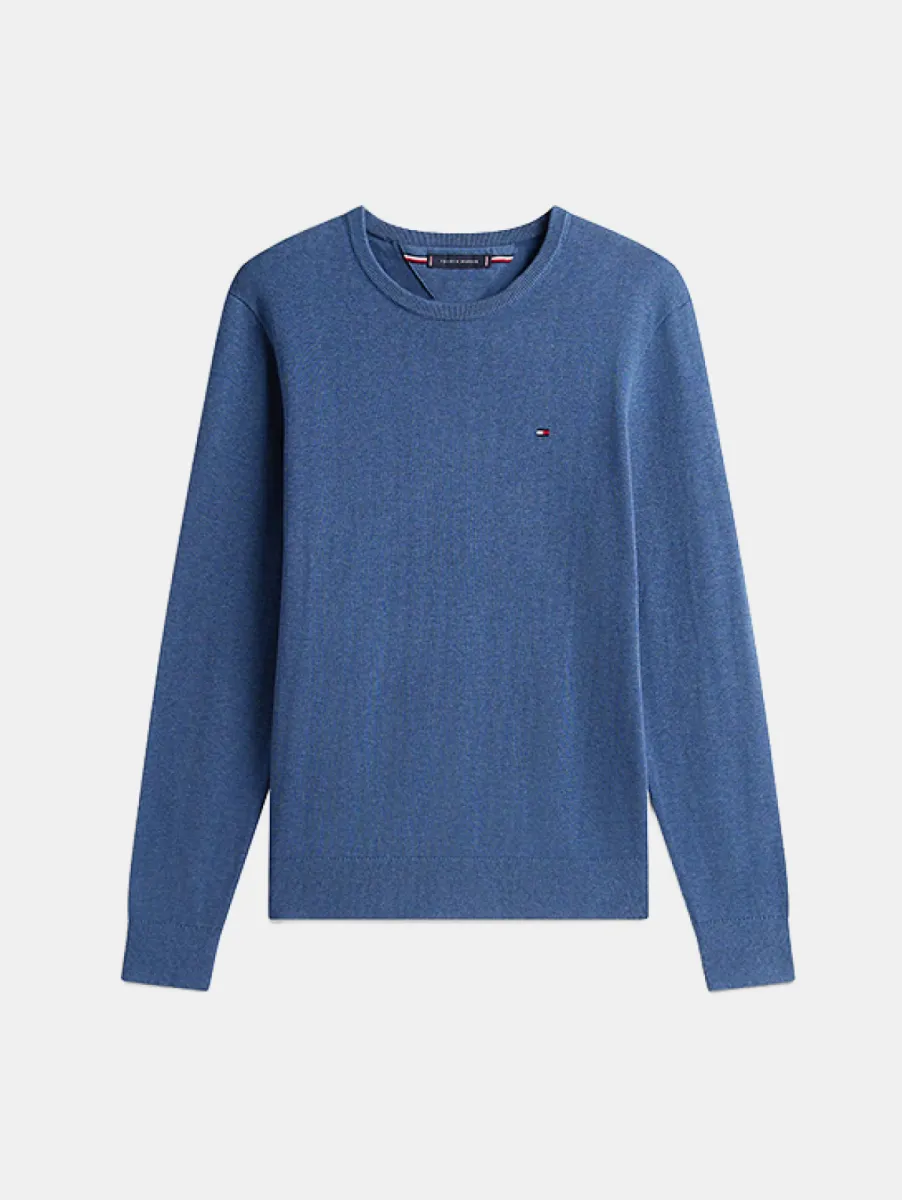 Tommy Hilfiger Essential SSNL Cotton Crew Neck 1 Tommy Hilfiger mw0mw39999 dvi aegean sea heather