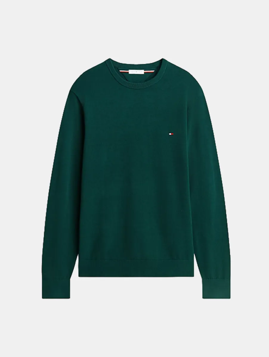 Tommy Hilfiger Essential SSNL Cotton Crew Neck 1 Tommy Hilfiger mw0mw39999 l6k ornamental green